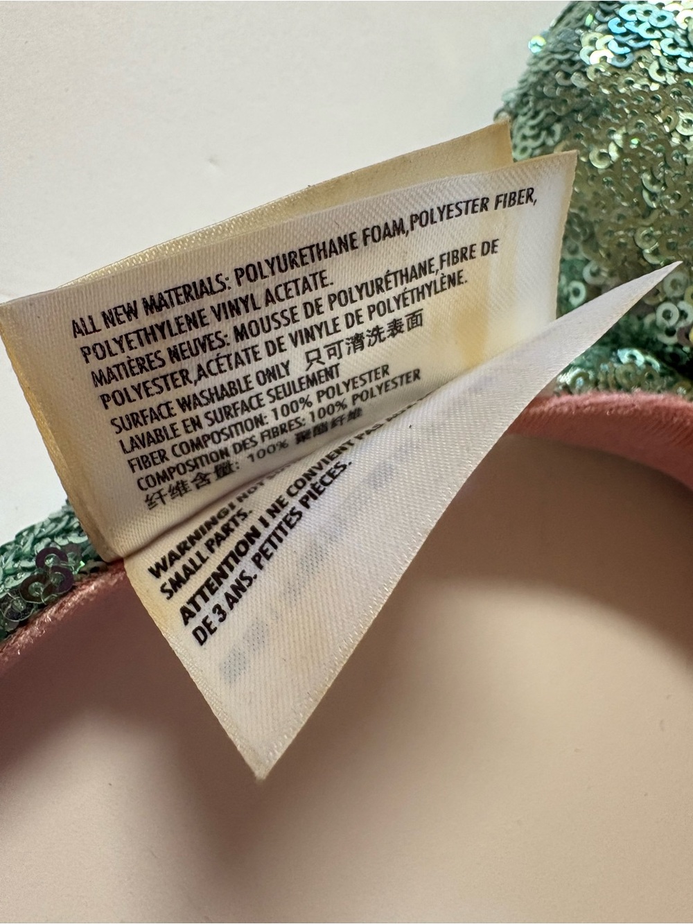 Disney Sequined Minnie-Style Headband Ears with Pink Bow - Green - Picture 6 of 6